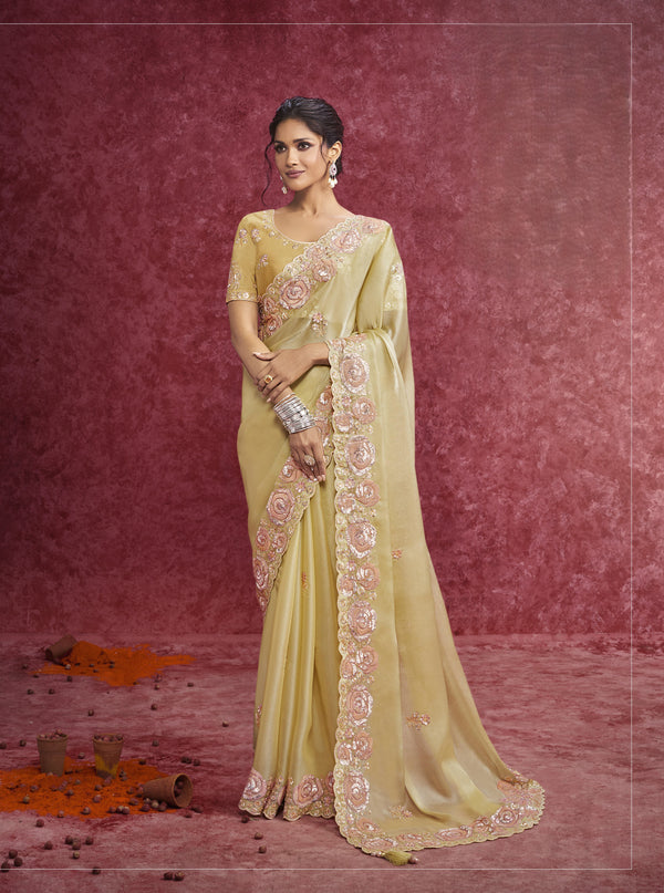DESIGNER GALAXY LEMON YELLOW SAREE