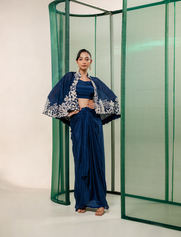 CAPE STYLE DESIGNER DRESS