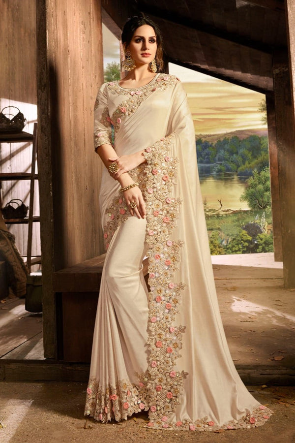 Graceful Off-White Saree