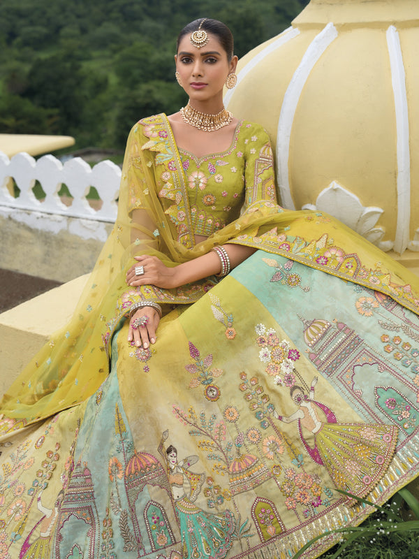 Holy Green Handwork Premium Tissue Silk Lehenga Set
