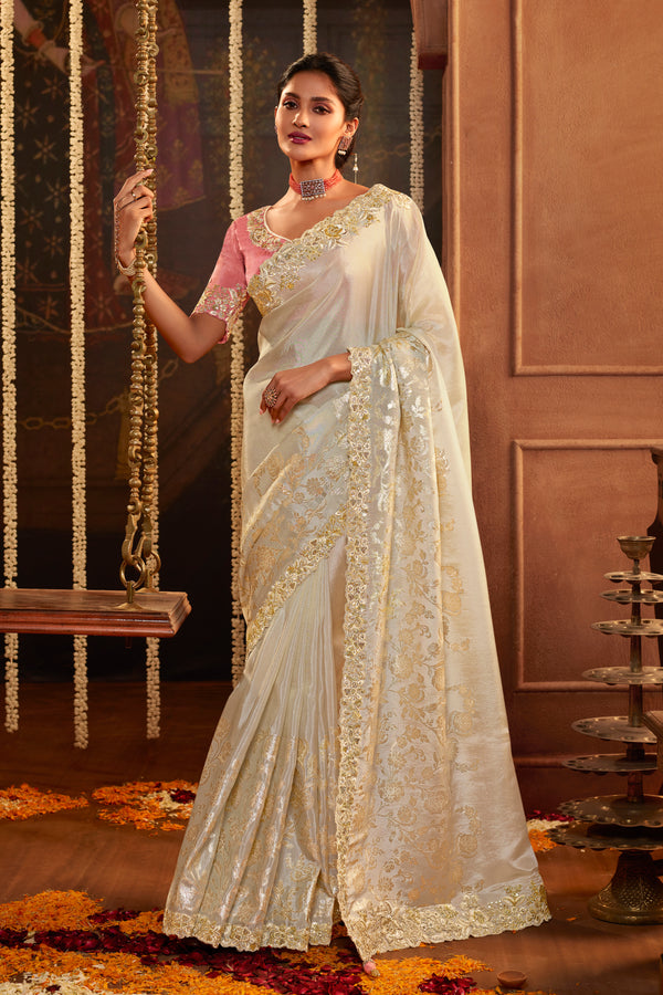 Elegant Off-White Saree
