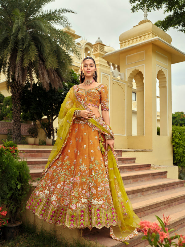 DESIGNER RUST SILK LEHENGA