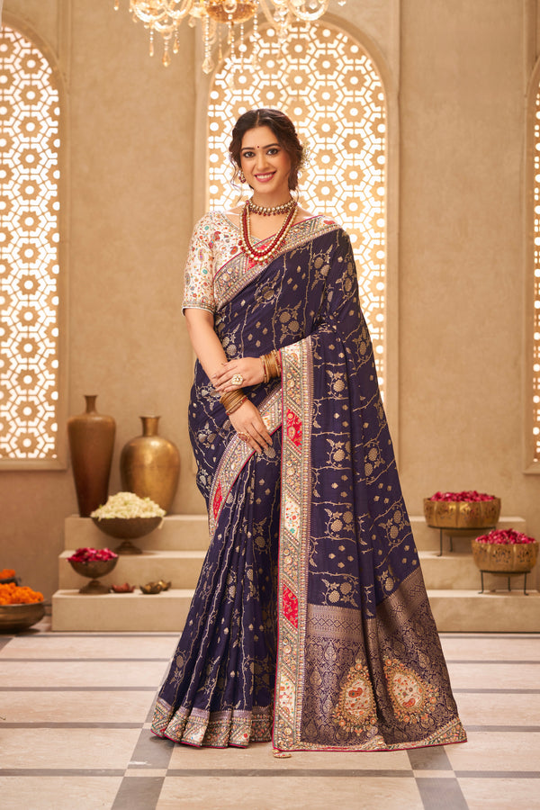 PURPLE COLOUR SATIN SILK SAREE