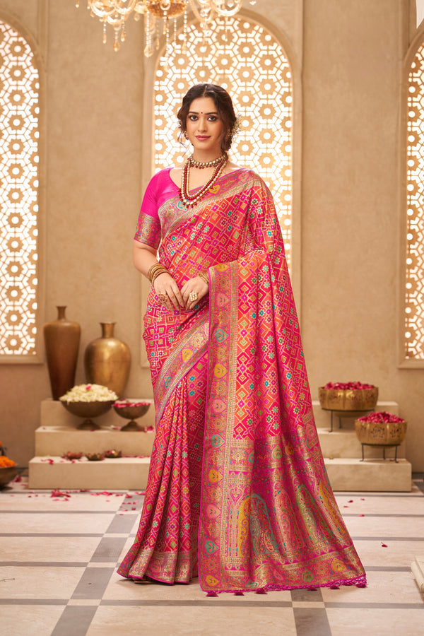 BANDHEJ PATOLA DESIGN SATIN SILK SAREE