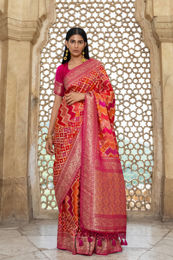 Patola Multicolored Gajji Satin Saree