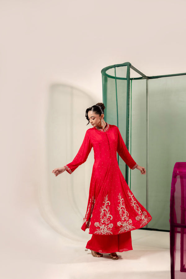 RED ANARKALI DRESS