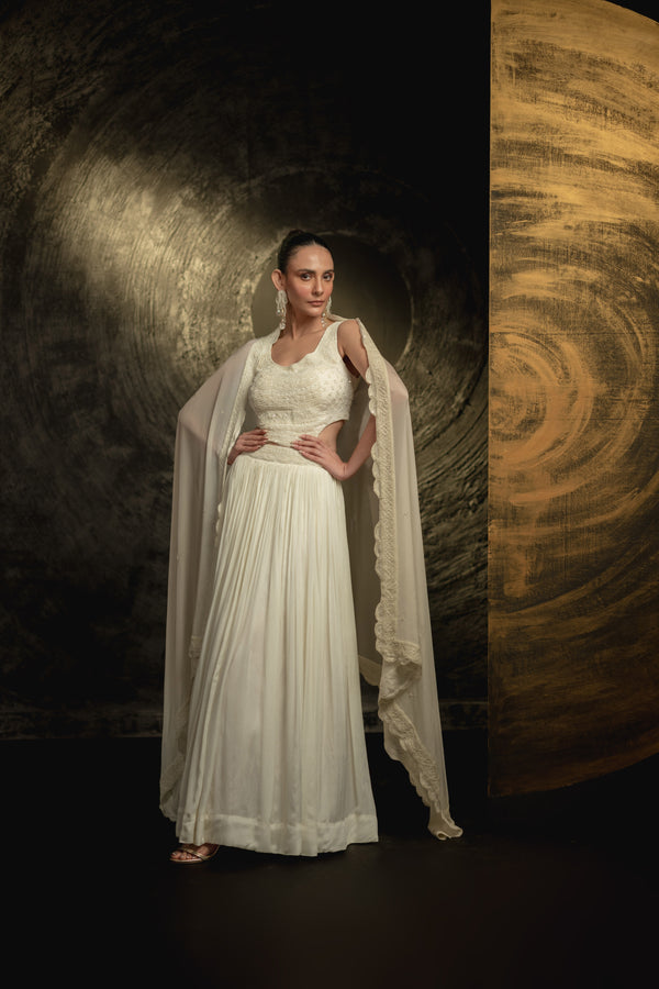 HANDCRAFTED DESIGNER WHITE DRESS
