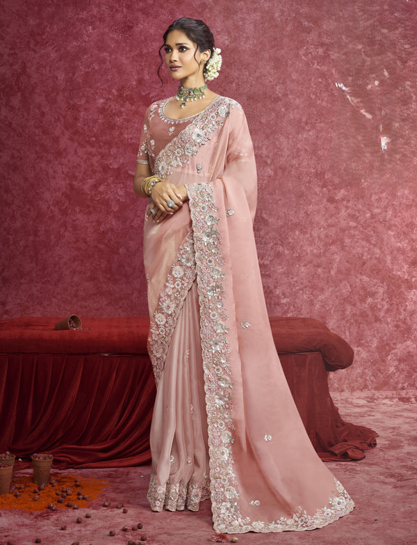 DESIGNER CASIO PEACH SAREE