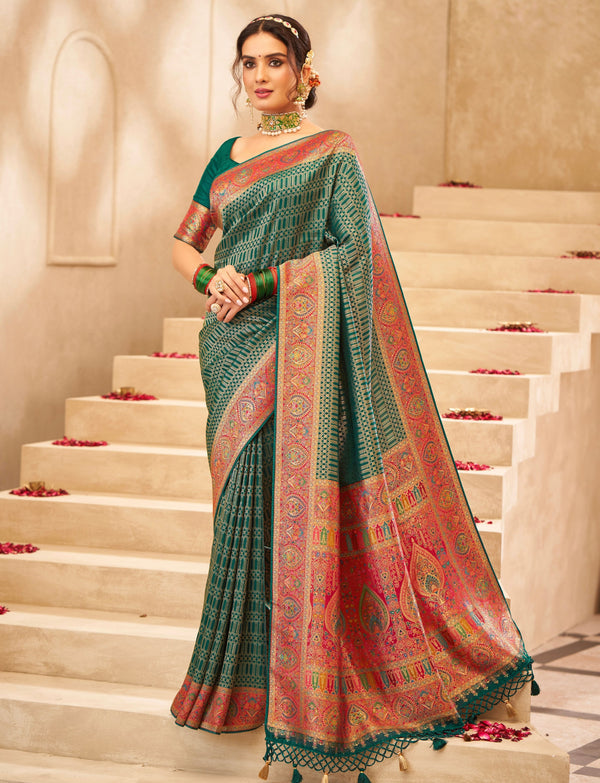 TRADITIONAL BORDER CUT TUSSAR RANGKAAT SILK SAREE